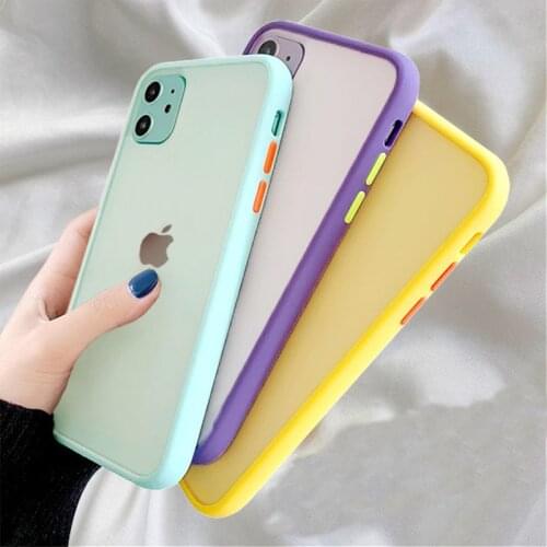 Funda Mint Matte Bumper On Phone Case for iphone 12 Pro XR X XS Max 11 6 6s 5 8 7 Plus Cover Shockproof Soft Silicone Clear Case