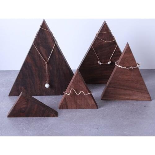 Black Walnut Triangle Bracelets Bangle Display Holder Jewelry Display Blocks Earrings Ring Pendant Showcase