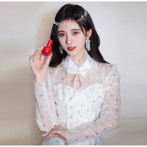 Designer Crystal Sequin Yarn Dresses Women Long-sleeved Princess White Color Dress Ropa Mujer Talla Grande Vestido De Mujer