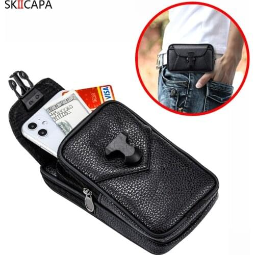 For iphone 12 mini 11 pro max 6s plus xs 7 8 SE iPod Touch 5 6 belt clip cover Card slot phone bag Holster Waist Bag Leathe Case