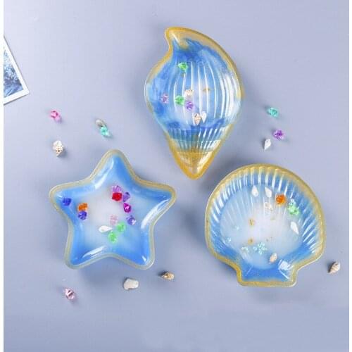 Enablefancy - Resin mold Silicone mould DIY Crystal Seaside star/shell/conch shape Dish Holder Small Storage Tabletop Home deco