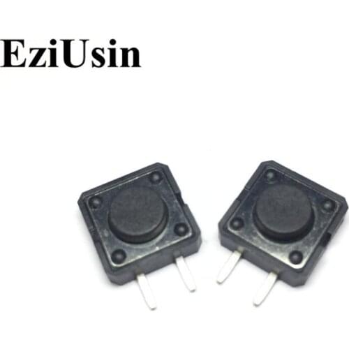 EziUsin 100pcs 12*12*5 2 Pins By the Side Feet Interrupteur PCB Keyboard Touch Micro Switch Mini Black Colour Button Keys DIY