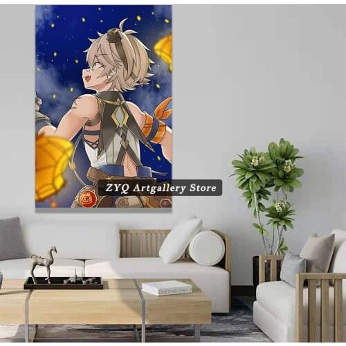 Genshin Impact Bennett Game Poster Painting Japanese Anime Living Room Bedroom Canvas Wall Art Decorative