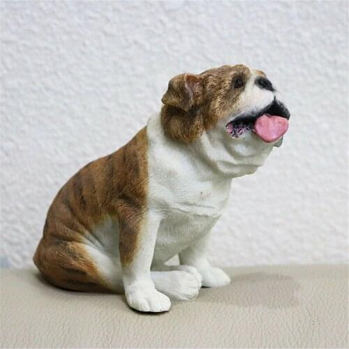 JJM Rest British Bulldog Dog Pet Figure Canidae Animal Car Decor Collector PVC Model Educational for Children Adults Kids Gift