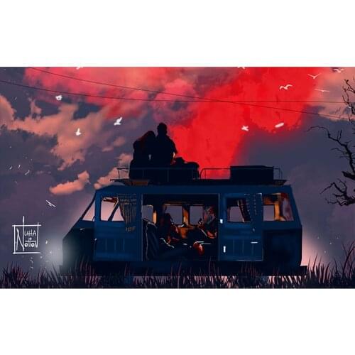 Nordic Style Couple Oil on Canvas Painting Landscape Poster and Prints Cuadros Wall Art Pictures for Living Room Home Decoration