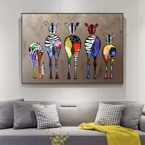Colorful Abstract Zebra Creative Painting Poster Printmaking HD Pictures Printed on Canvas Used for Room Home Decor Wall Art