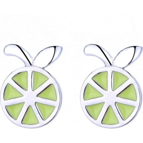 Summer Creative Green Fruit Lemon Earrings Korean Fashion Female Stud Earrings Accessories Cute Girl Party Jewelry Gift
