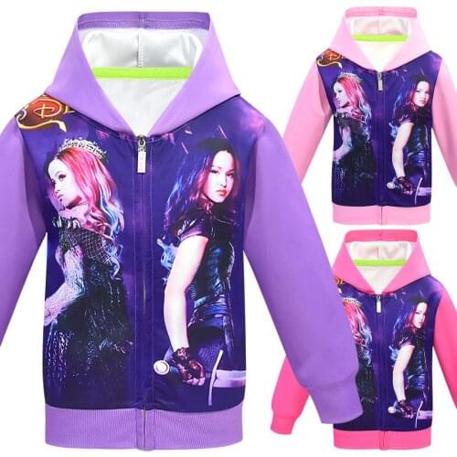 2020 spring and autumn models Descendants3 girls cardigan big childrens casual hooded childrens zipper sweater