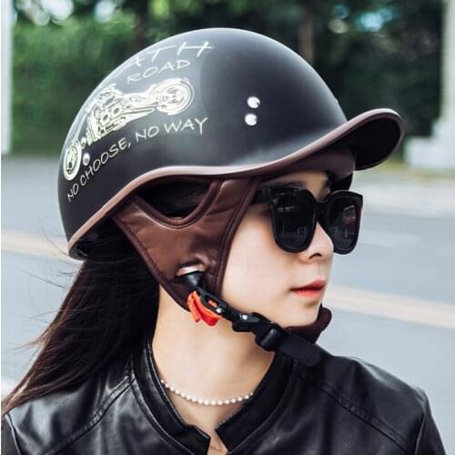 Retro Motorcycle Half Helmet Scooter Bike Fashion Helmets Men Women Riding Four Seasons Positive Negative Wear Helmet