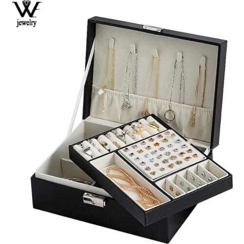 WE Multifunction Exquisite Leather Jewelry Watch Box Travel Jewelry Organizer Necklace Earring Ring Storage Box for Women Gifts