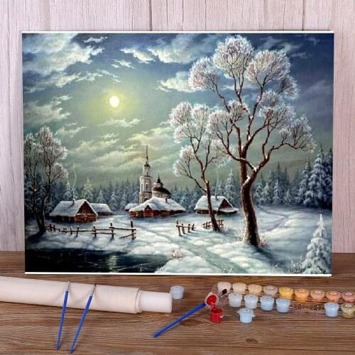 Christmas Ball With Snow DIY Painting By Numbers Package Acrylic Paints 50*70 Canvas Painting Home Decor For Adults Art