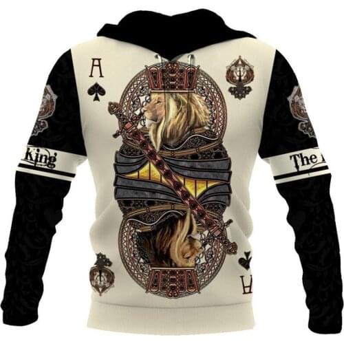 New fashion ace sword lion poker sweater and 3D neutral Harajuku sweater zipper casual