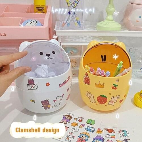 2021 New Mini Desktop Trash Can Car Waste Bin Smart Room Bedroom Foldable Waste Paper Basket Small Garbage Container