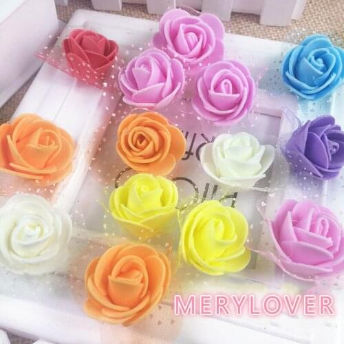New 30 Pcs/lot 2.5CM Artificial Small Foam Rose Flowers Wedding Bride Bouquet DIY Handcraft Wreath Wedding Party Decoration