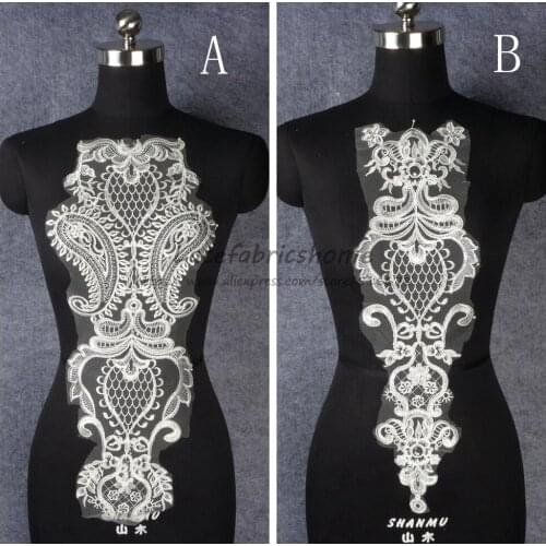 New fashion off white ployester embroidery gorgeous wedding dress/high-end clothes applique patches by piece