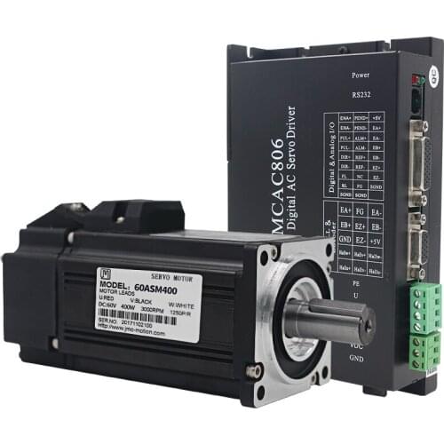 Original JMC 60ASM400+MCAC806 400W 60VDC 1.27N.m NEMA24 Economical AC servo motor drive kit 1250 line 3000rpm
