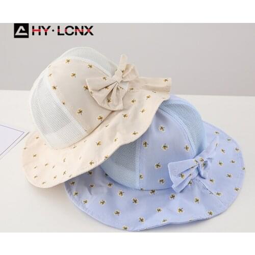 Summer New Fashion Thin Boy Girl Sun Bucket Hat Children Cotton Breathable Net Adjustable Outdoor Travel Fisherman Hat