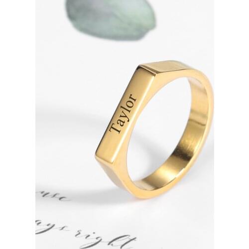 Personalized Name Ring Gold Siliver Rose Gold Ring Party Custom Wedding Rings For Women Stainless Steel Jewelry Men Women Ring