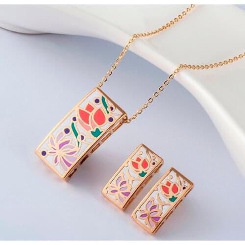 R&X Gift Sets Fine Costume Joias Ouro Bridal Fashion woman Jewelry Sets Engagement Jewelry Necklace/earrings Heart Sieraden