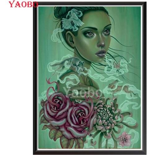 Full Square/Round Handicraft Embroidery Rhinestones Cross Stitch African woman rose Diy Diamond Painting Mosaic 5D Home Decor