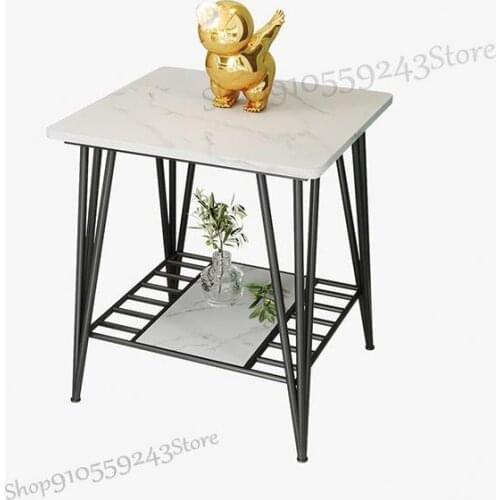 Rock Board Sofa Side Table Table Living Room Iron Art Coffee Table Simple Small Apartment Light Luxury Household Small Rectangul