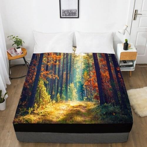 3D waterfall scenery Nature HD Digital Print Custom Bed Sheet With Elastic,180/150x200cm Fitted Sheet Queen/King,Mattress Cover