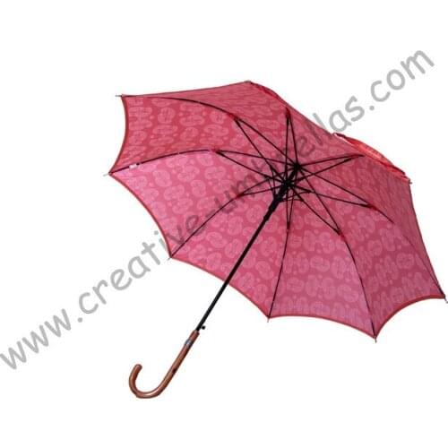 3pcs/lot)Straight rattan umbrellas,210T pongee Damascus printed design,auto open,70T alloy shaft for cane parasol,rattan handle