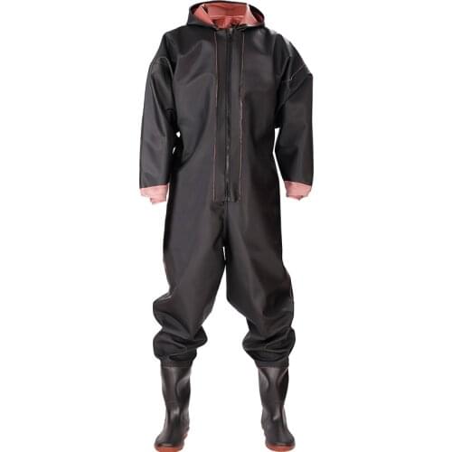 Rubber drain pants Siamese body thickened wear-resistant fishing waterproof fish pants wading dig lotus rain pants raincoat