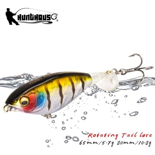 Hunthouse Karashi Rotating tail fishing pencil hard lure 65mm/5.7g 80mm/10.8g floating topwater WTD Crankbait wobblers for bass