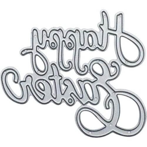 Happy Easter Text Metal Cutting Dies Stencil Scrapbooking DIY Album Stamp Paper Card Embossing Decor Craft