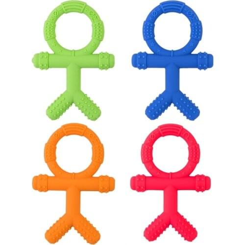 Newborn Teething Stick Baby Silicone Teether Cute 3D Human Shape Chewing Nursing Soother Molar Toy Gift for Infants