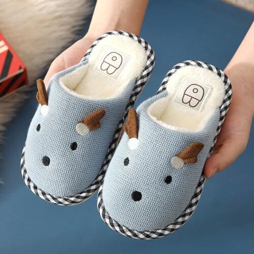 Winter Flax Baby Slippers For Girls Children Home Slippers Princess Anti-slippery Peep-toe Kids Indoor Shoes Warm Boys Slippers