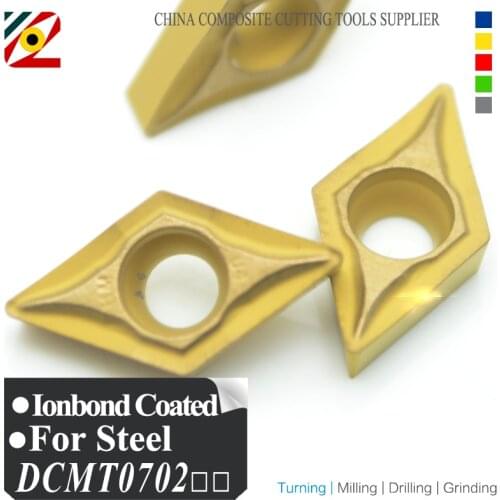 EDGEV 10PCS DCMT070204 HM EC8010 CNC Indexable Carbide Insert Lathe Boring Cutter Internal Turning Tools Machining steel