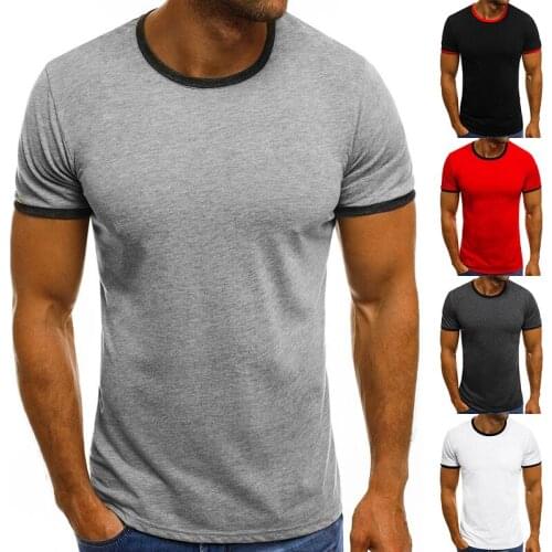 2020 Summers New European Splicing Round Neck Solid Short Sleeve T-shirt Q6379