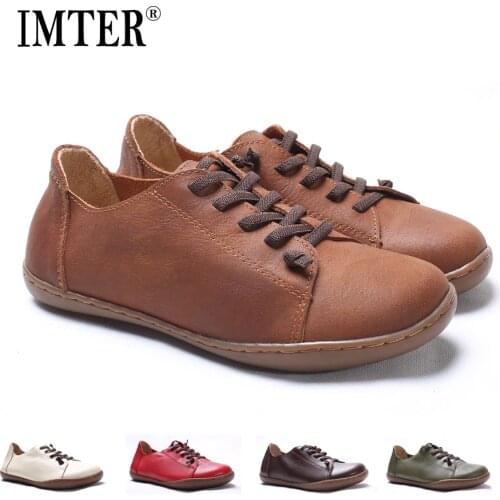 35-46)Women Shoes Flat 100% Authentic Leather Plain toe Lace up Ladies Shoes Flats Woman Moccasins Female Footwear (5188-6)