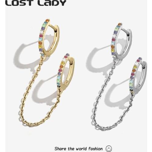 Lost Lady Fashion Rhinestone Hoop Earrings Jewelry For Women Simple Alloy Tassel Earrings Wholesale Jewelry Party Wedding Gifts