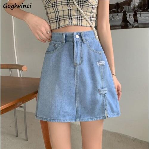 Large Size Skirts Women XS-3XL Side-slit Designer Sexy Mini Denim Students Trendy Blue Hot Girls Loose New-arrival Ulzzang Daily