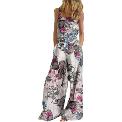 Polka Dot Printing Women Rompers 2021 Summer Casual Wide-leg Pants Overalls Sleeveless Bodysuit Lady Streetwear Female Jumpsuit