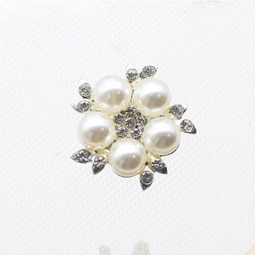 ZMASEY 10Pcs 26MM Flat Alloy Pearl Rhinestone Buttons DIY Flower Center Crystal Embellishments For Weding Decoration Accesorios