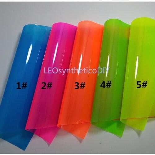 1PC 21X29CM Synthetic Letaher, Cuero Sintetico See Through Neon TPU Leather For Making Bows Accessories LEOsyntheticoDIY T155