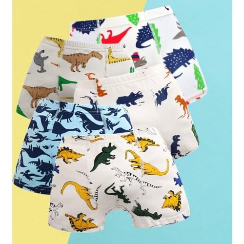 EuerDoDo 1Piece Children Panties For Boys Underwear Cotton Teen Underwear Dinosaur Cartoon Soft Teenager Briefs Breathable