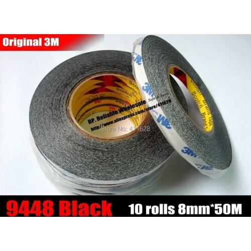 10 rolls (8mm*50M*0.15mm), 3M 9448 Two Sides Black Glue Sticky Tape, lamination/ Foam/Plastic Bonding, Touch Screen Repair