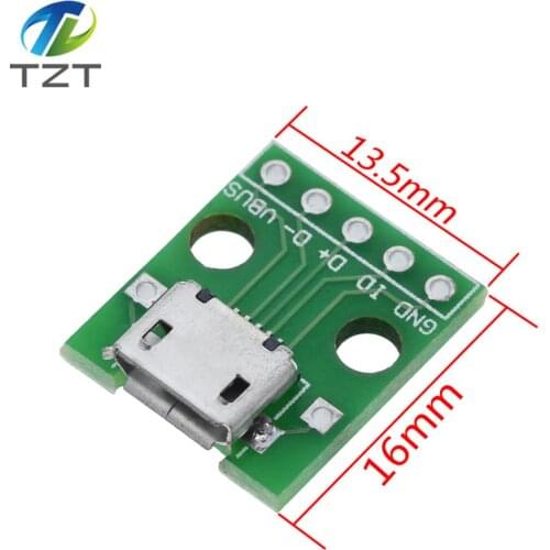10pcs Male Connector / MINI MICRO USB to DIP Adapter 5pin female connector B type pcb converter pinboard 2.54mm