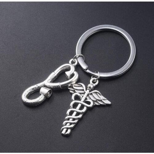 10pcs High quality Alloy can customized RN nurse Stethoscope medical Jewelry Key Holder/keychain