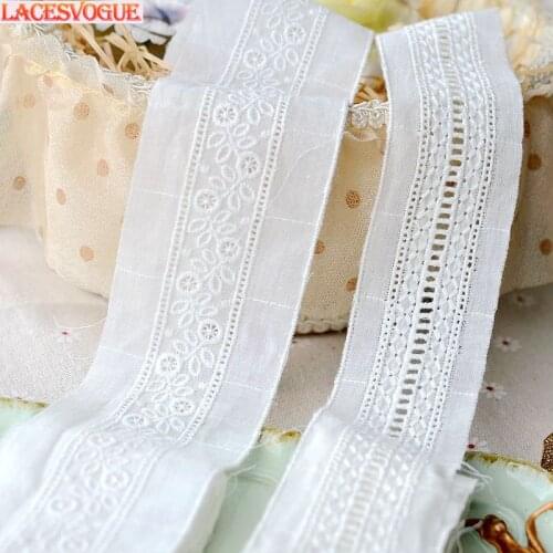 14yards 4-5cm Cotton embroidery lace fabric Garment needlework sewing Patchwork DIY Handmade accessories Clothes decoration 399