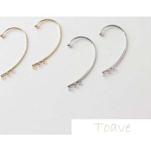 2pcs Copper Plated 18K Real Gold Ear Hook DIY Ear Stud Handmade Material Accessories Pierceless Porous Ear Hook