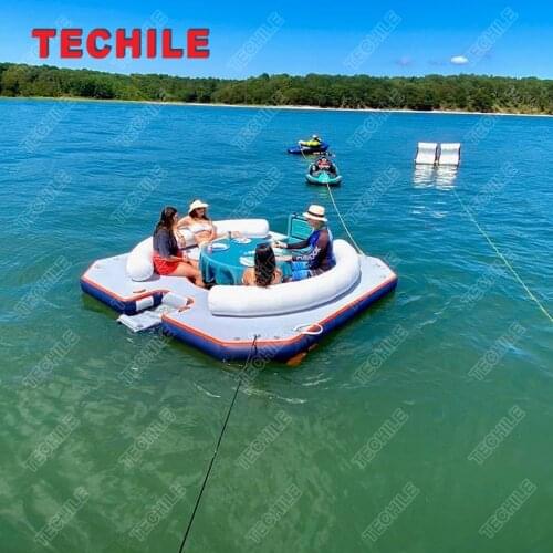 2021 new popular inflatable water leisure platform floating island tent for sale on water jetty
