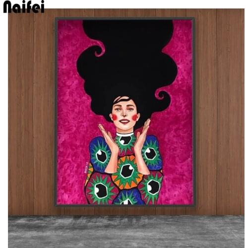 Diy 5d square diamond painting Nordic Posters Flower Modern Girl Portrait round diamond mosaic embroidery handmade new year gift