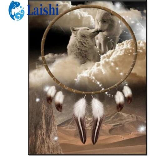 5D DIY Dream catcher, egyptian landscape, wolf Round Drill Diamond Painting Cross Stitch 3D Diamond Art Embroidery Decor Gift