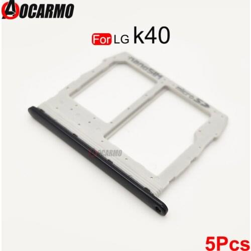 Aocarmo For LG K40 Sim & SD Card Reader Holder Tray Slot For Lg K12 Plus K12+ Replacement Part X420EM